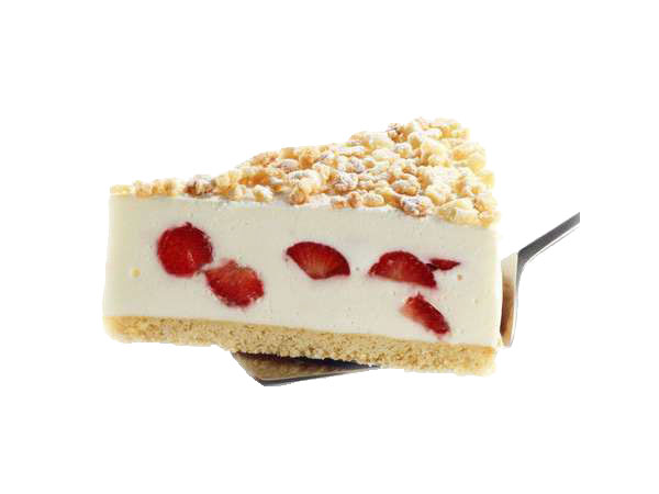 Cheese cake with strawberries and crumbles