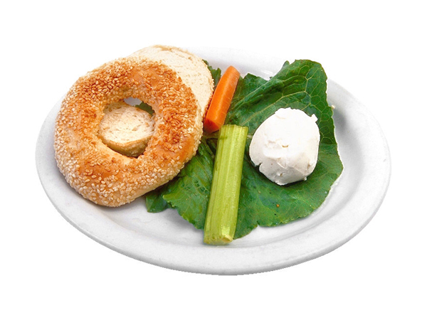 Bagel with cream cheese and vegetables